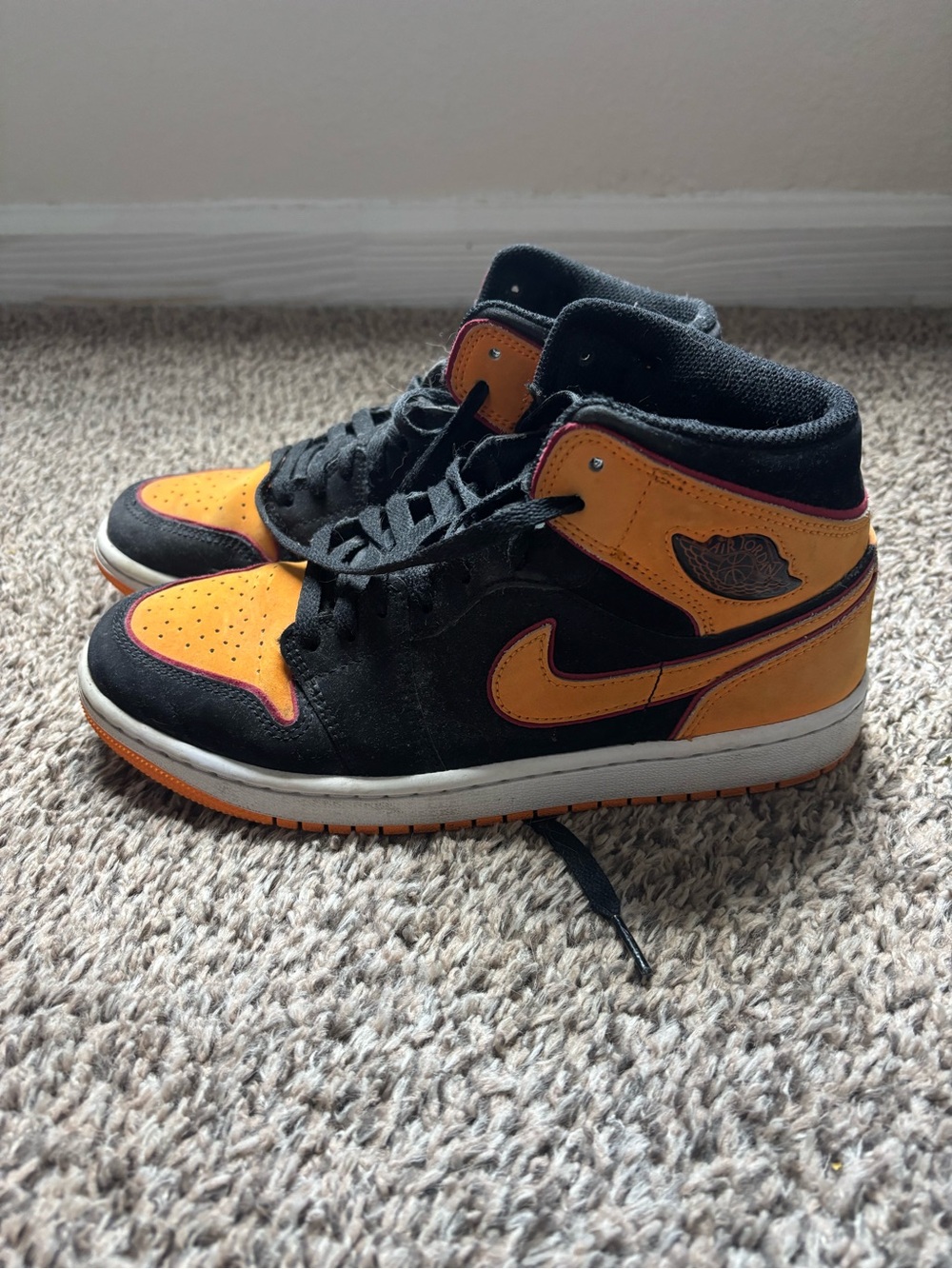 Nike Kids High-Top Sneakers in Black and Orange